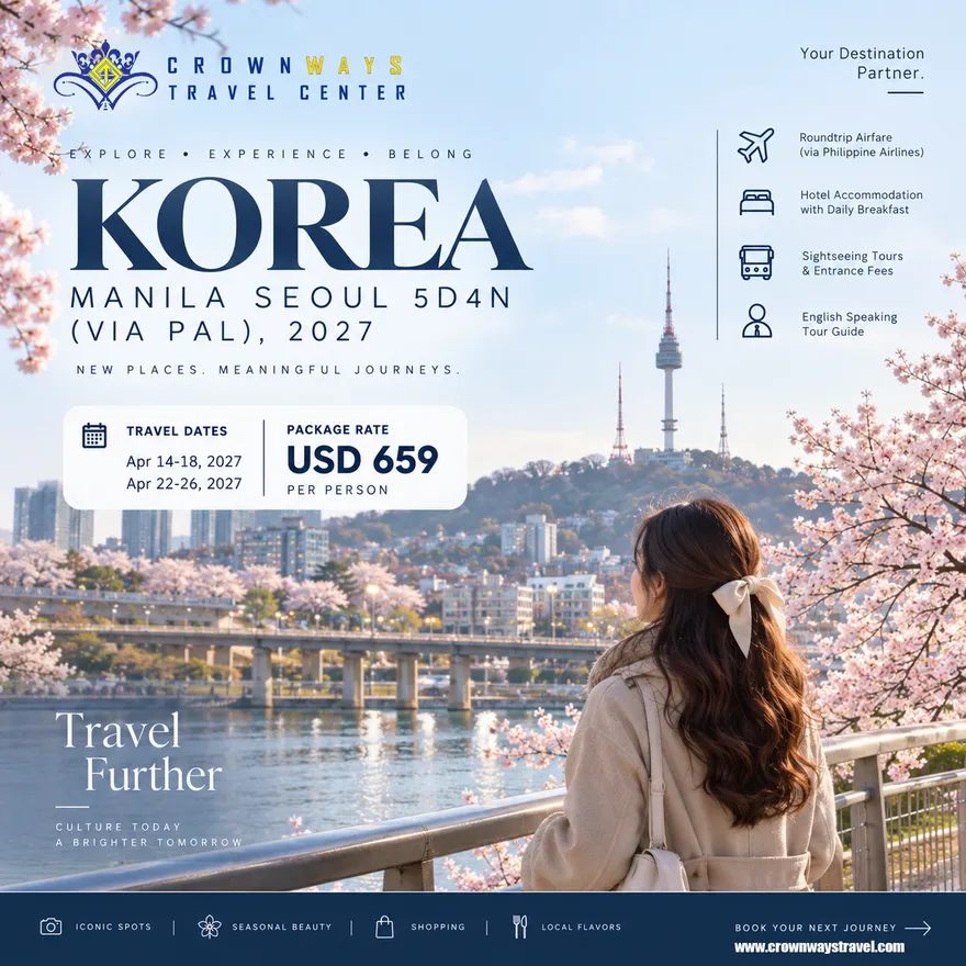 Manila to Seoul 5D4N tour package poster via Philippine Airlines — Seoul, South Korea