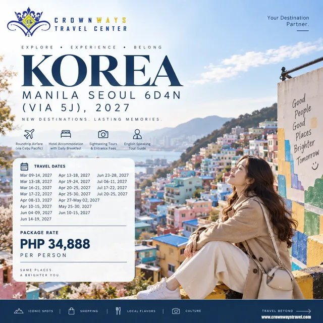 Manila to Seoul 6D4N tour package poster via Cebu Pacific — Seoul, South Korea